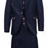 Men’s Scottish Navy Blue Wool Argyle Kilt Jacket wedding dress