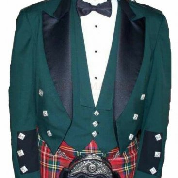 Giacca Scozzese Da Cerimonia Prince Charlie Con Gilet 3 Bottoni - Zoniefinds Art - Nera