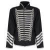Black Silver Hussar Parade Gothic Jacket Military Drummer Steampunk Military drummer steampunk Jacket with Silver trim and braid on front