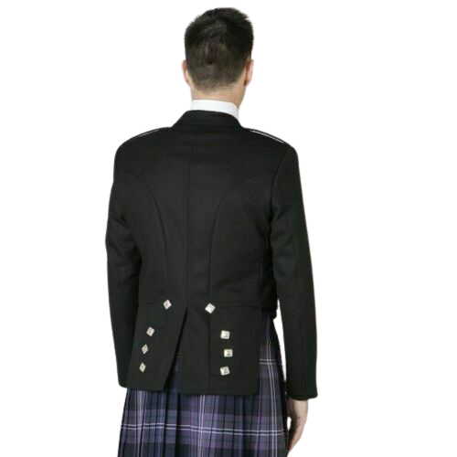 Scottish Barathea Wool Prince Charlie Kilt Jacket With & 5 Button Waistcoat