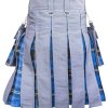 Men’s High Quality Grey Cotton Utility Hybrid Kilt