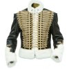 Leather Prussian Hussars Pelisse Jacket with white Fur