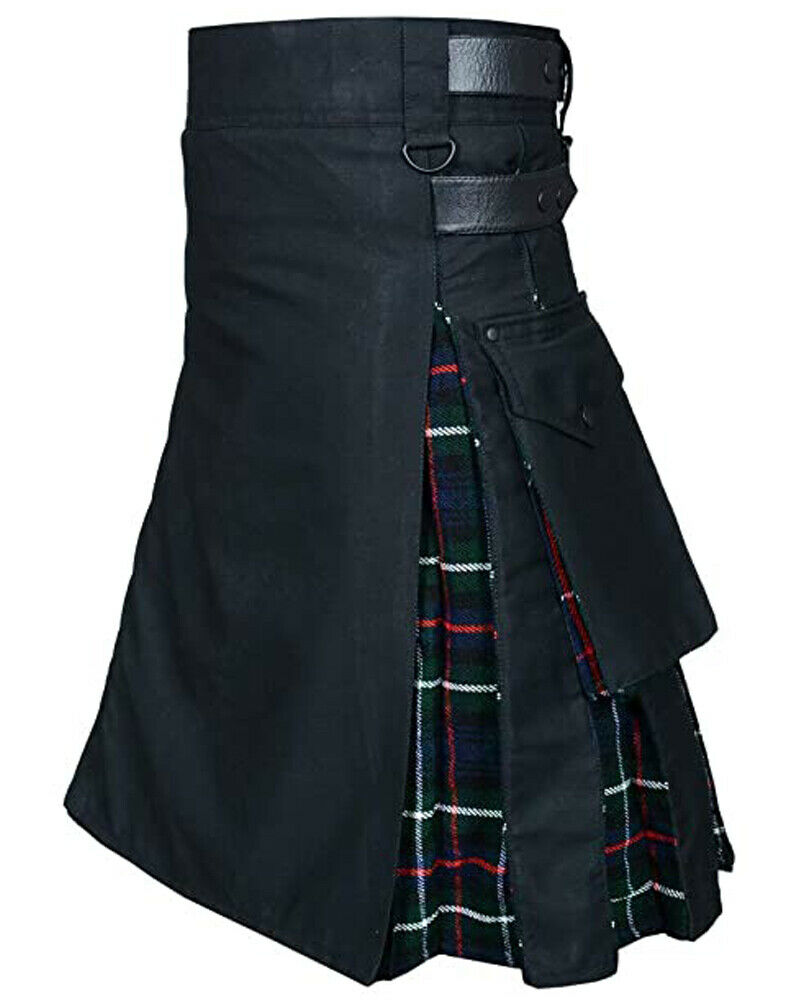 High Quality Cotton Utility Hybrid Kilt black color with Mackenzie