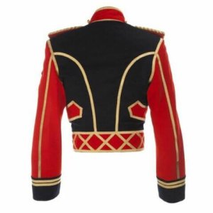 Men's Military Officer Jacket Red And Black Cotton