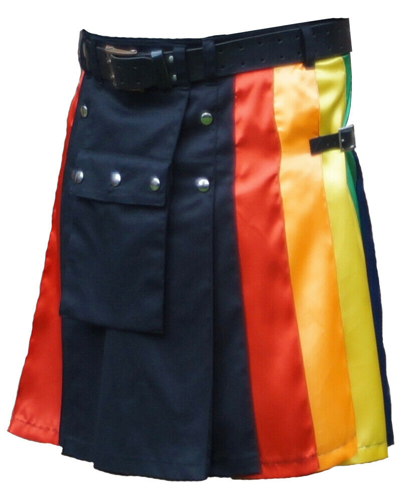 Scottish Fashion Utility Hybrid Kilts Gay For Men Black Color