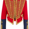 Women’s Red Embellished Wool-felt Military Officer Jacket