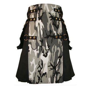 Stylish Scottish Fashion Camouflage Kilt Tactical Black Urban Kilts