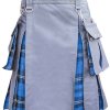 Men’s High Quality Grey Cotton Utility Hybrid Kilt