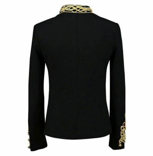Men’s Vintage Black Gold Embroidery Suit Jacket