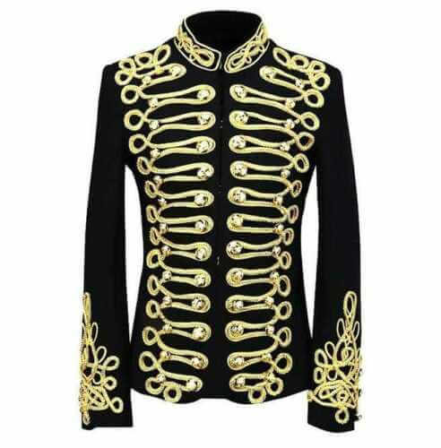 Men’s Vintage Black Gold Embroidery Suit Jacket