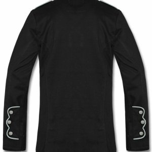 Men's Military Jacket Black White Goth Steampunk Army Coat