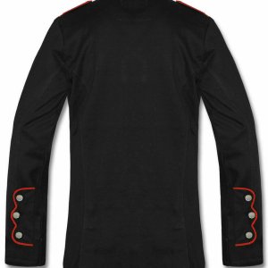 Men's Military Jacket Black Red Goth Steampunk Army Coat