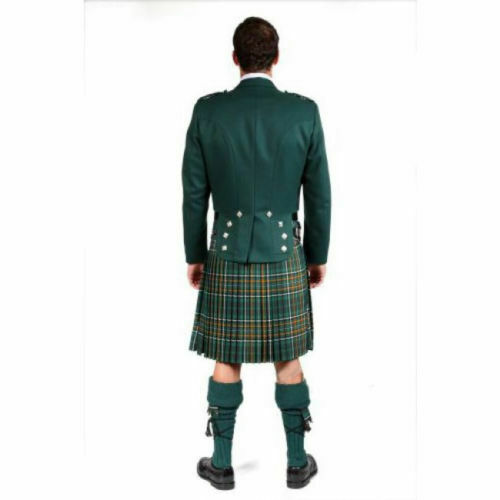 Green Irish Prince Charlie Kilt Jacket with Waistcoat/Vest