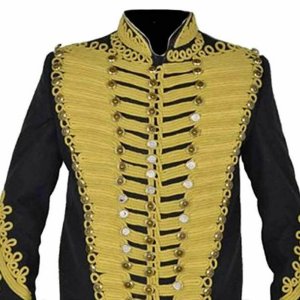 Black Military Napoleon Jacket Golden Embroidery expedited shipping
