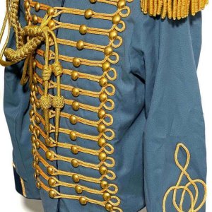 New GENERAL Ceremonial Gold Braiding Hussar Jacket Fringes Gold Epaulettes