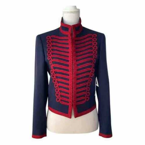 Navy Blue and Red Military Ladies Jacket Made to Measure Blazer