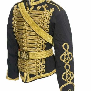 Men's Black Ceremonial Hussar Officers Military Jacket
