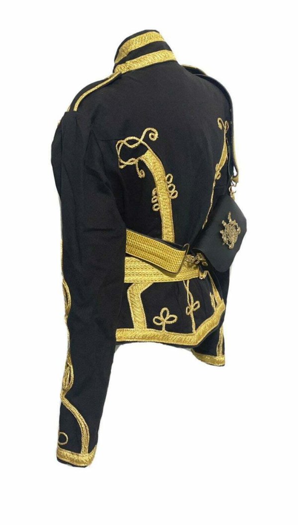 Men’s Black Ceremonial Hussar Officers Military Jacket