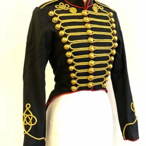 Women's Ring Master Hussar Officers Black Red Tail Coat
