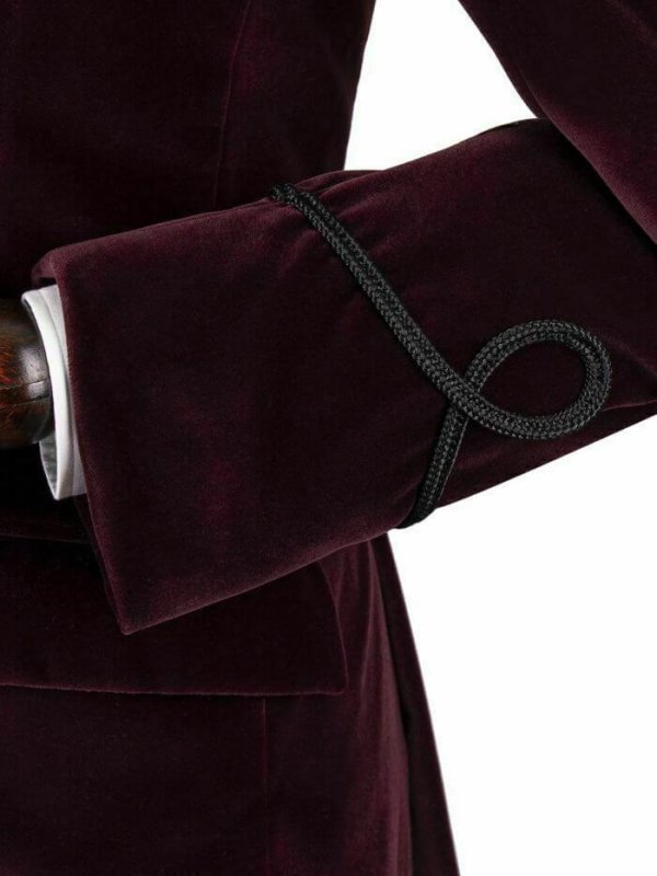 Men’s Maroon Vintage Velvet Smoking Jacket with Shawl Collar Dinner Jacket