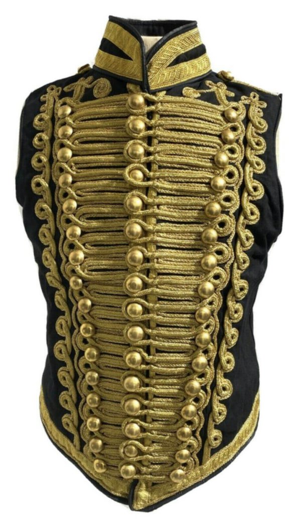 New Ceremonial Military Jacket Black with Gold Braiding Hussar