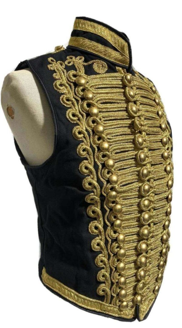New Ceremonial Military Jacket Black with Gold Braiding Hussar