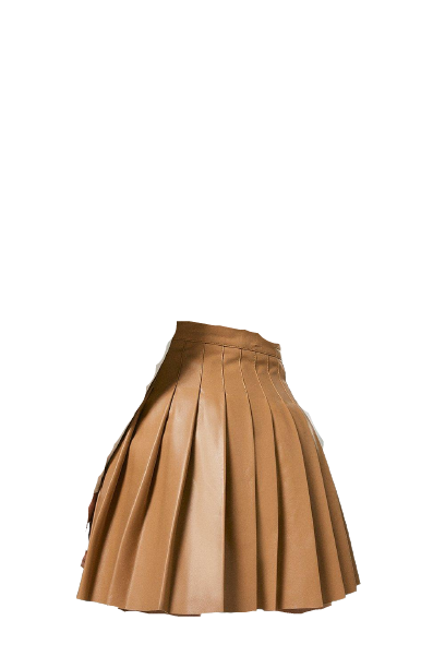 Leather Pleated Buckle Kilt Skirt