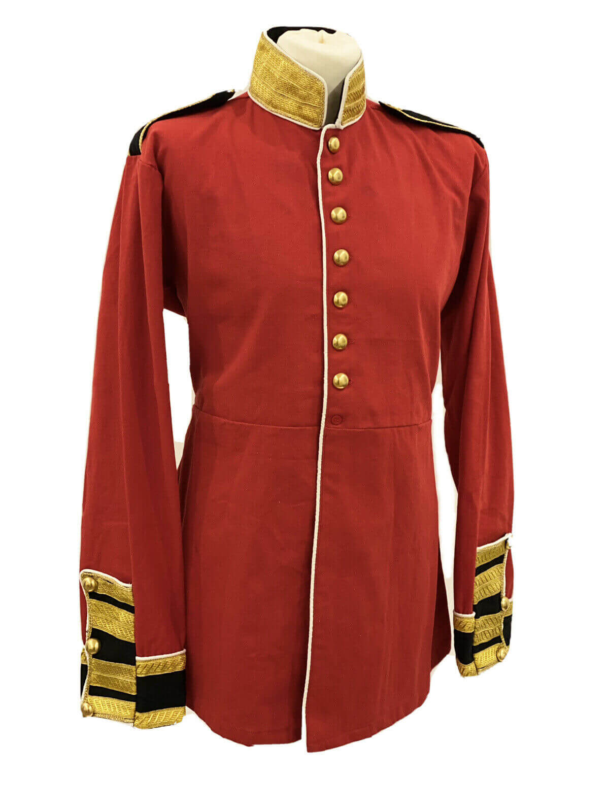 Military Steampunk Red/Black Jacket With Brass Buttons