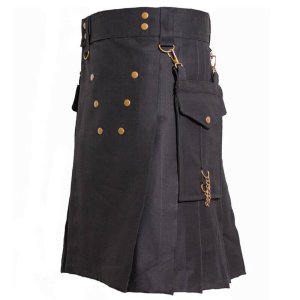 Scottish Black 511 Tactical Kilt Fashion Hybrid Utility Kilt For Men Custom Made