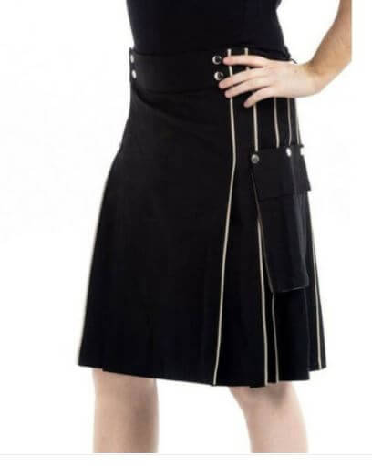 Black Utility Kilt Scottish Fashion Utility Kilts &Side Pocket Kilt For Men