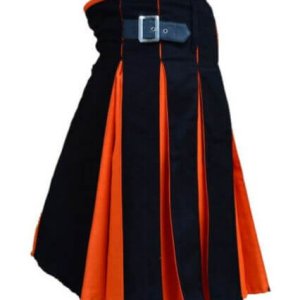New Great Scottish Black And Orange Hybrid Kilt For Men