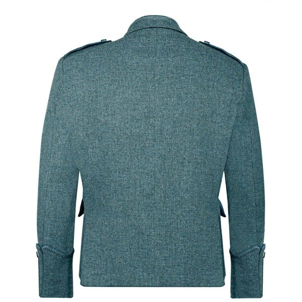 Men’s Green Tweed Argyle Kilt Jacket with 5 Buttons Vest