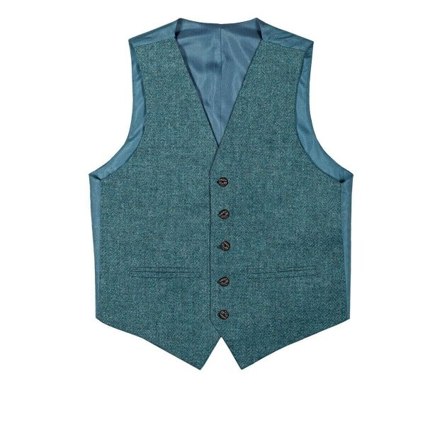Men’s Green Tweed Argyle Kilt Jacket with 5 Buttons Vest