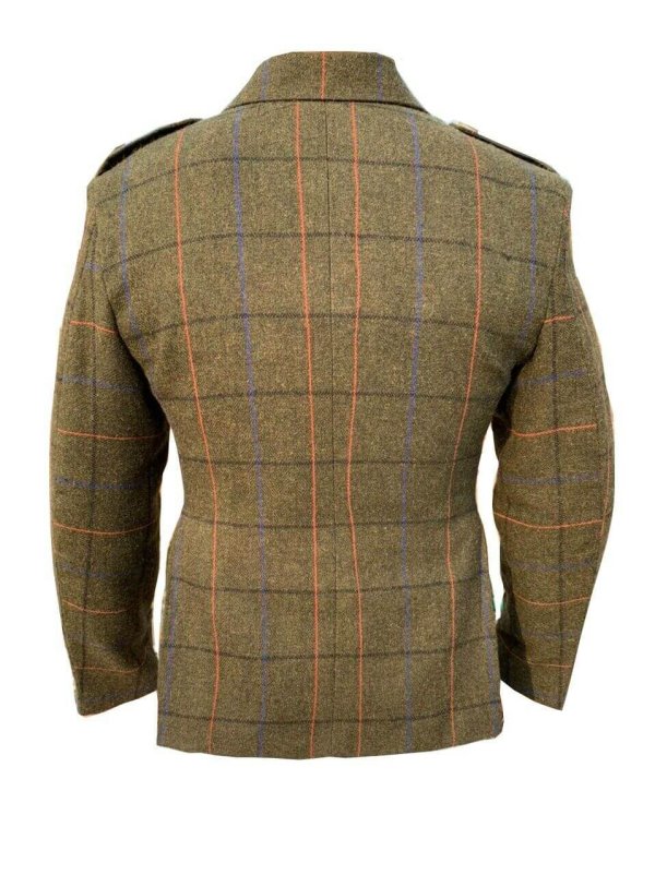 Scottish Argyle Kilt Jacket & Vest Men’s New Green Tweed Wedding Jacket For Sale1