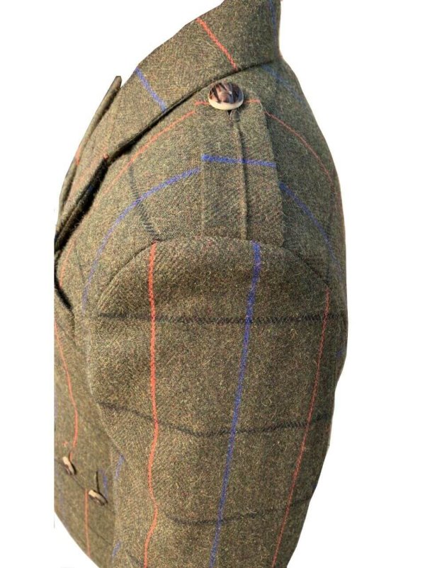 Scottish Argyle Kilt Jacket & Vest Men’s New Green Tweed Wedding Jacket For Sale2