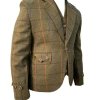 Scottish Argyle Kilt Jacket & Vest Men’s New Green Tweed Wedding Jacket For Sale4