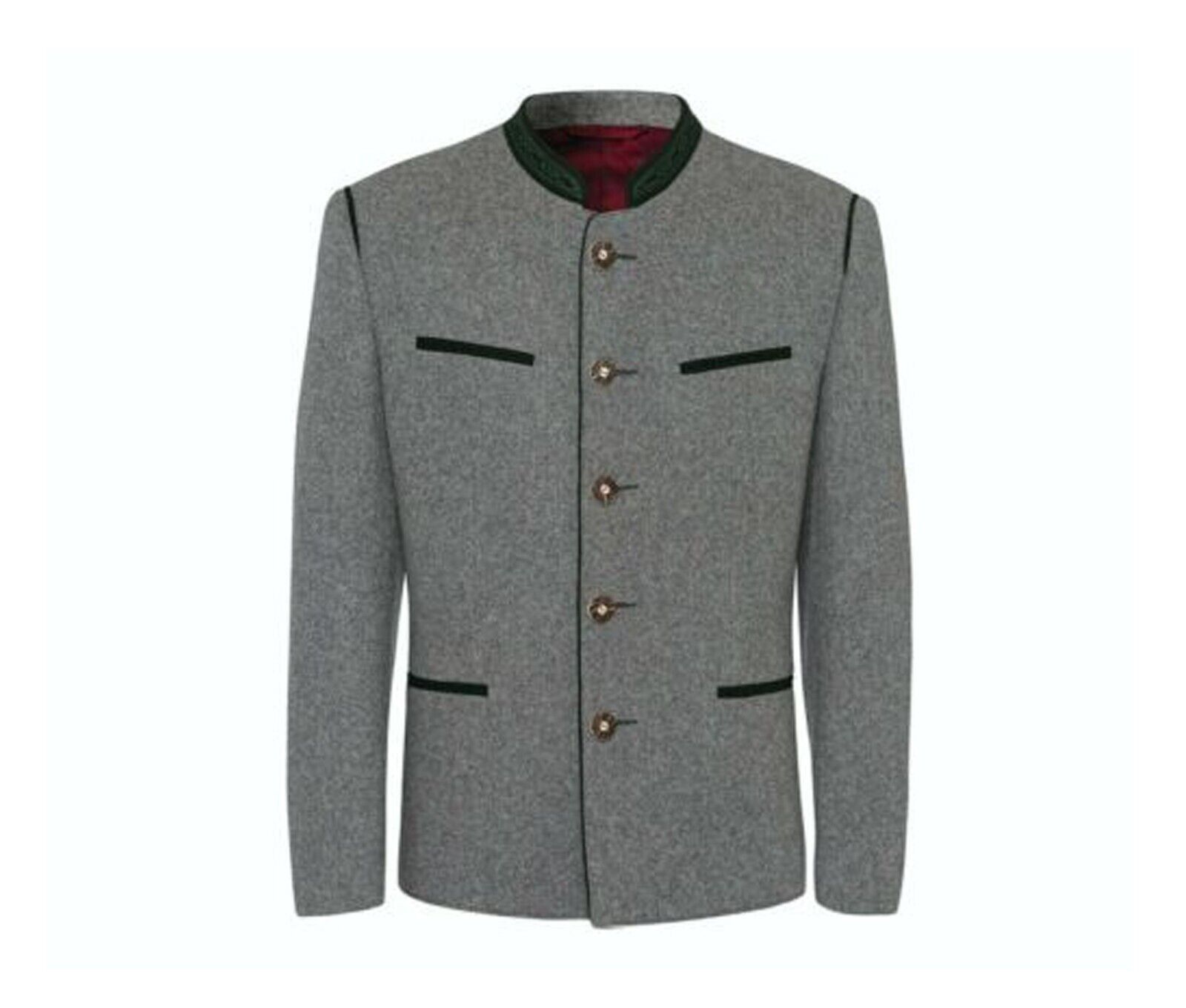 German Bavarian Jacket Austrian Traditional Tyrol Loden Blazer Wool Jacket Gray