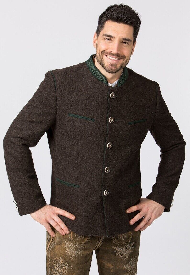 Men’s traditional jacket Jacket Stachus brown for Oktoberfest or folk festival.2