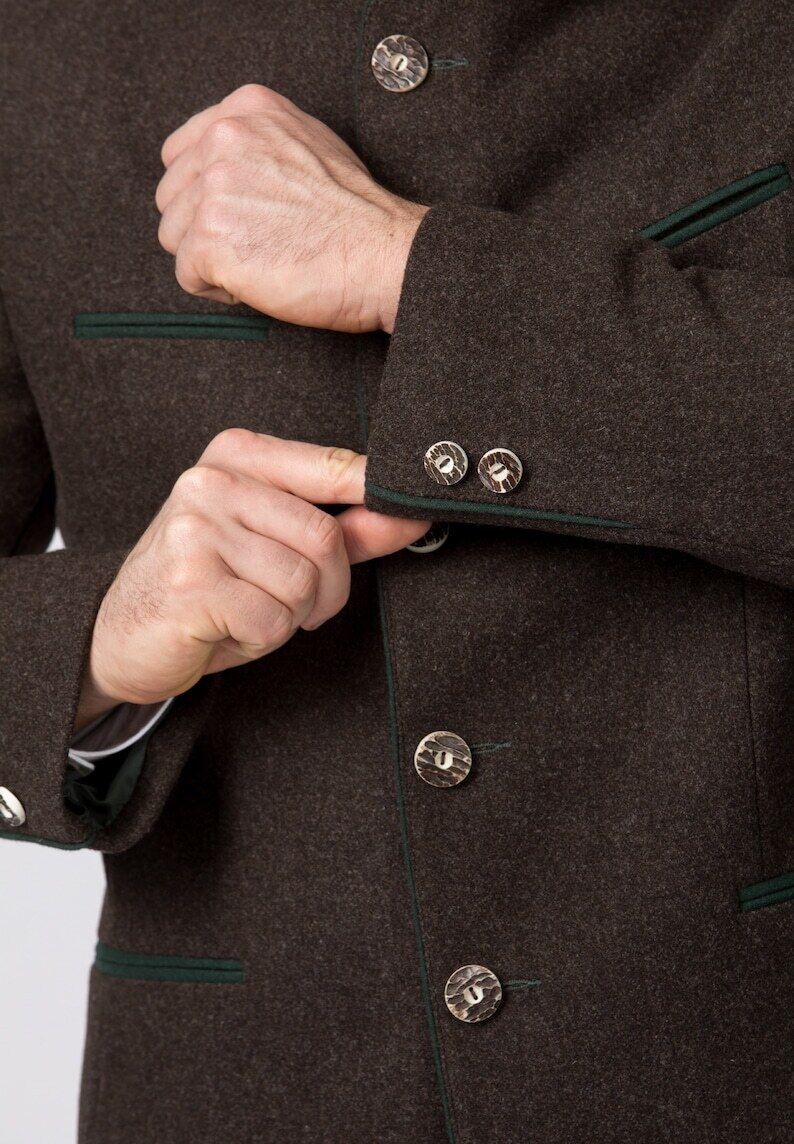 Men’s traditional jacket Jacket Stachus brown for Oktoberfest or folk festival.4