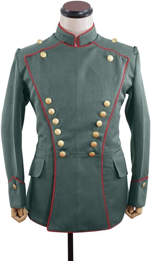 WWI German Empire Uhlan red pipped Officer Flied Grey Tunic Jacket High Quality
