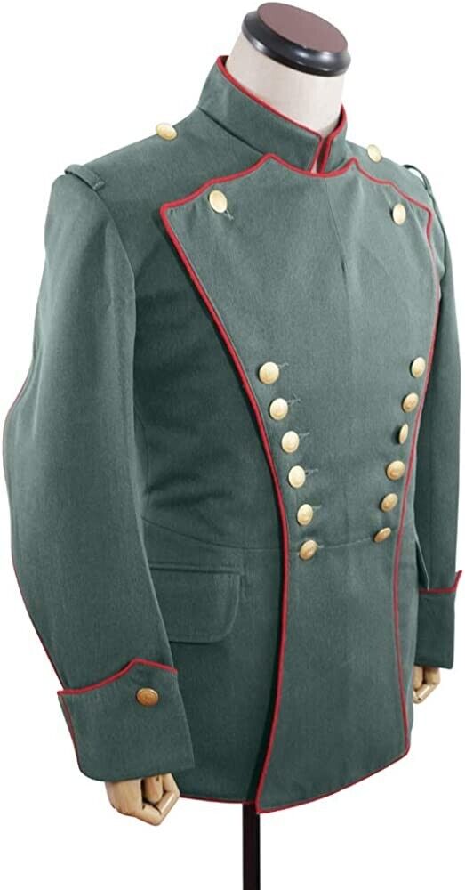 WWI German Empire Uhlan red pipped Officer Flied Grey Tunic Jacket High Quality1