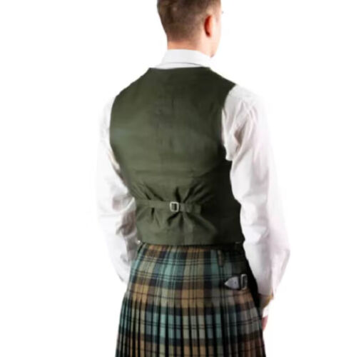 Men’s Scottish Lovat Green Wool Argyle Kilt Jacket With Waistcoat Wedding Jacket3