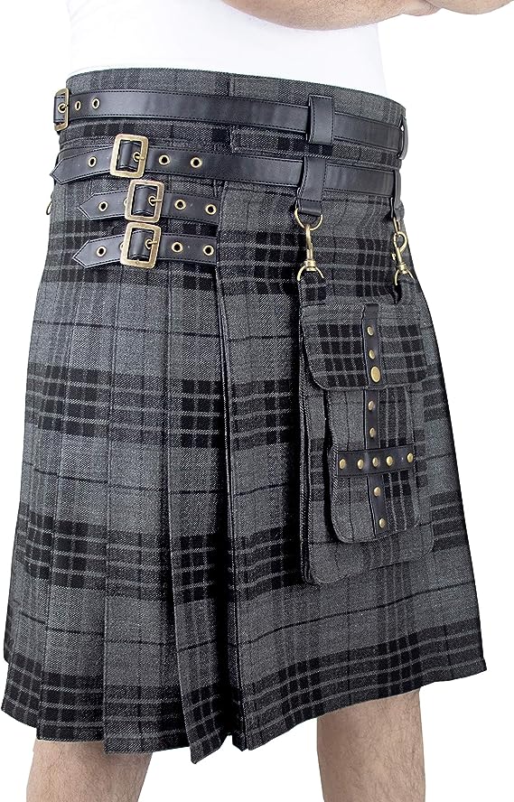 Tartan Utility Kilts for Men with Front Detachable Pocket