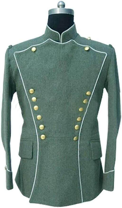 WWI German Empire white pipped Officer Flied Green Tunic Jacket High Quality
