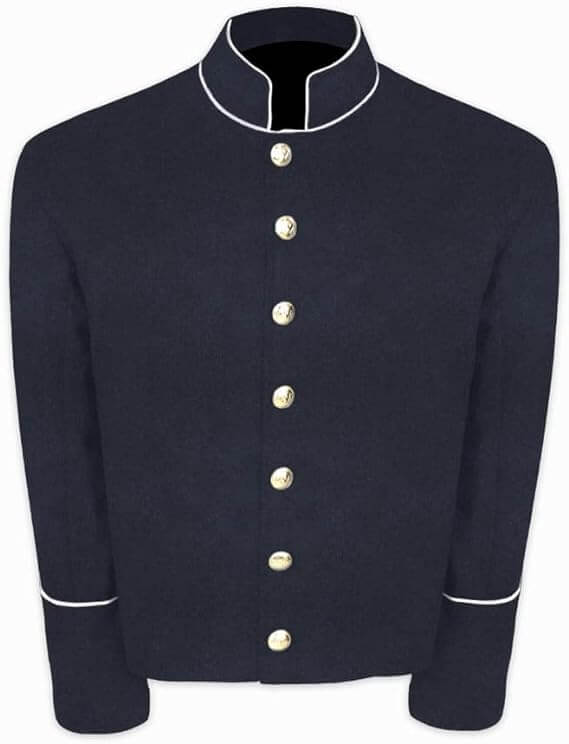 Civil War Men’s Navy Blue Wool Shell jacket With Piping Trim