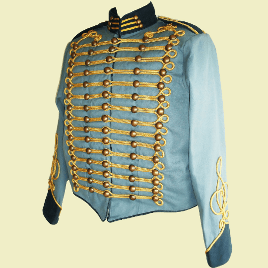 Mens Steampunk Military Jacket with Gold Braiding,Mens Fashion Braided Jacket
