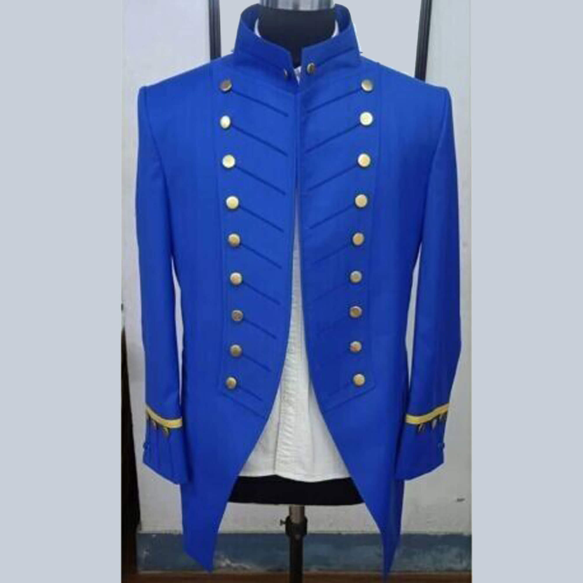 New Royal Blue Army Officer In Special Event Men Wool Coat