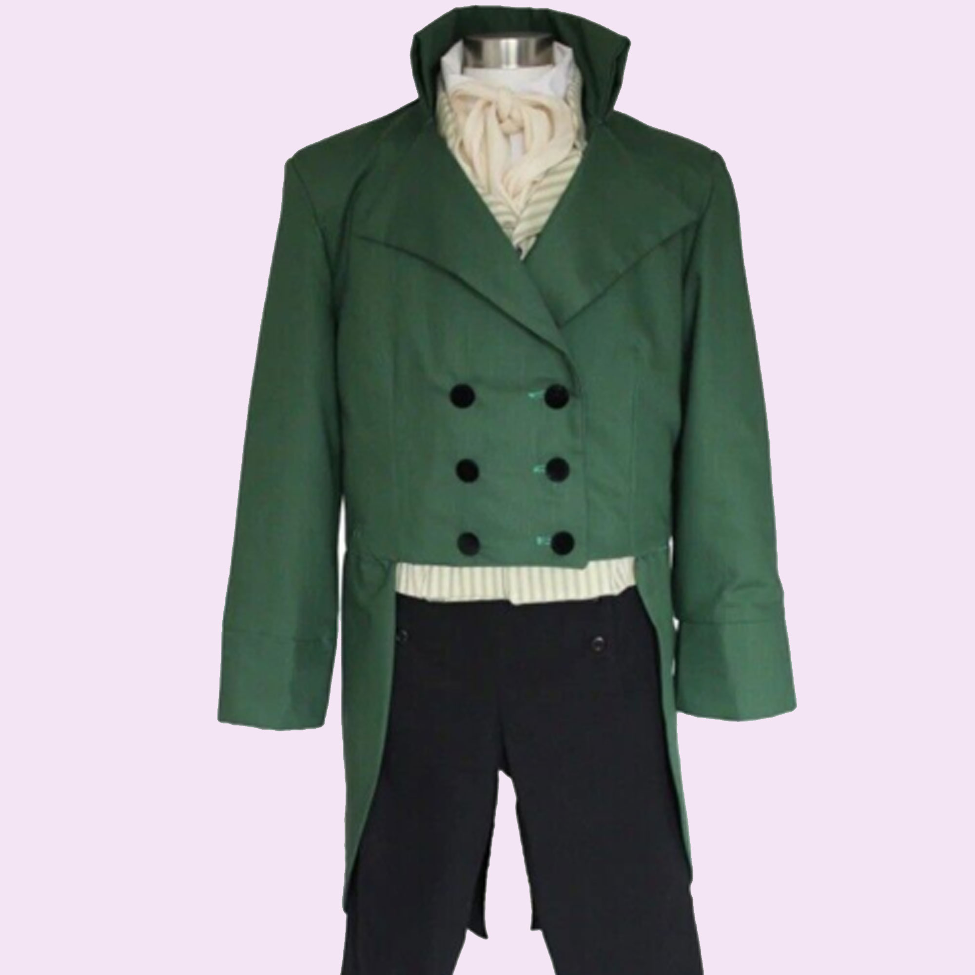 New Custom Made Men's Regency Victorian Green Wool Men Tail Coat