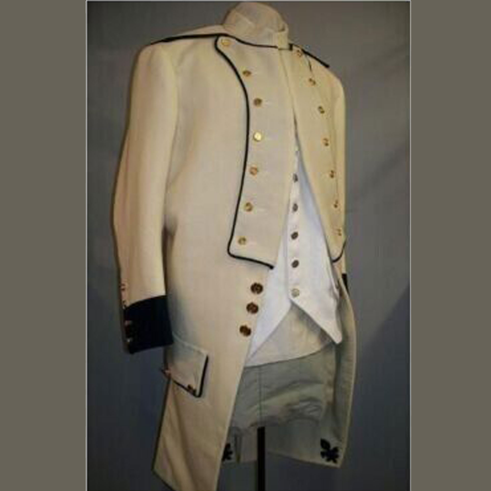 New French Regt Saintonge 1777 Off White Frock Lapel Style Wool Coat
