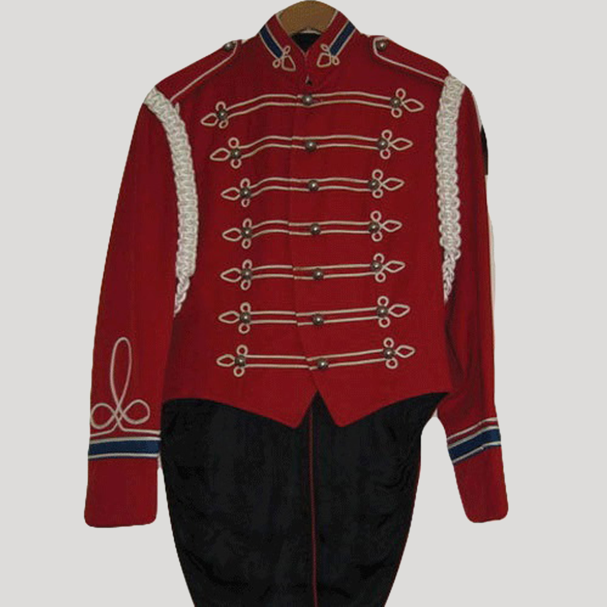 New Marching Band Golden Braid Men’s Red Wool Military Jacket